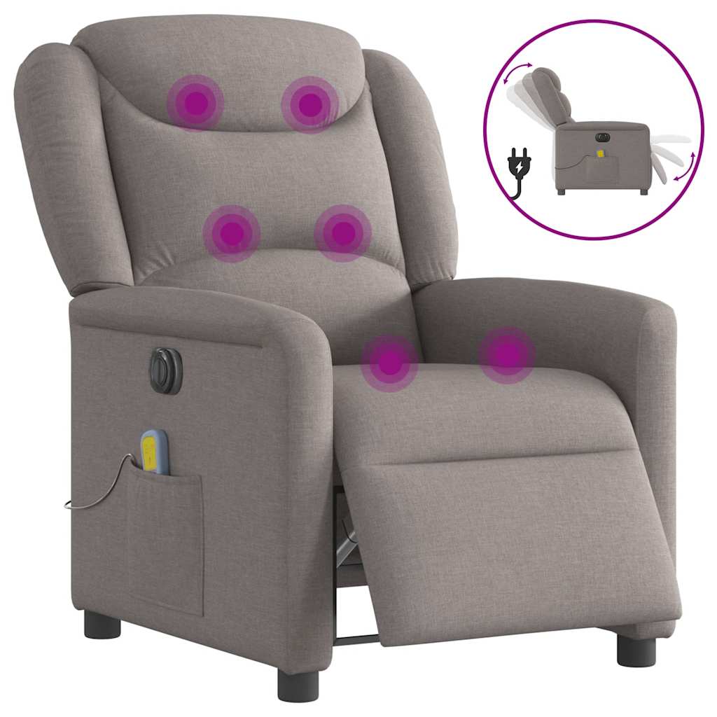vidaXL Fauteuil de massage électrique en tissu taupe
