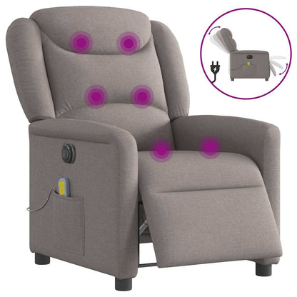 vidaXL Fauteuil de massage électrique en tissu taupe