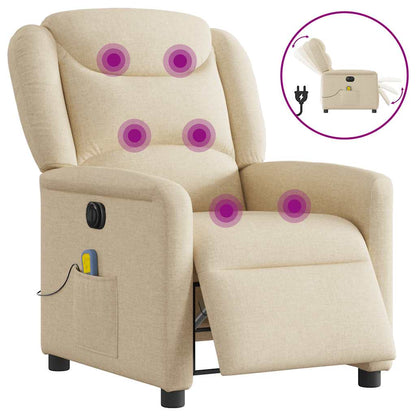 vidaXL Fauteuil de massage électrique Crème Tissu