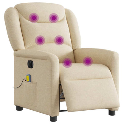 vidaXL Fauteuil de massage électrique Crème Tissu