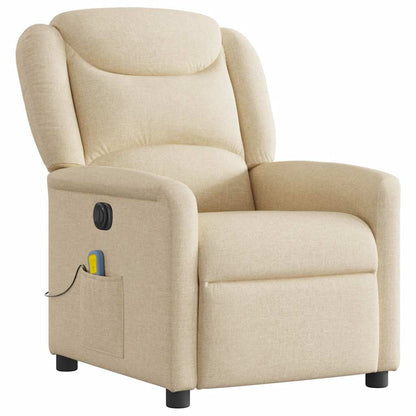 vidaXL Fauteuil de massage électrique Crème Tissu