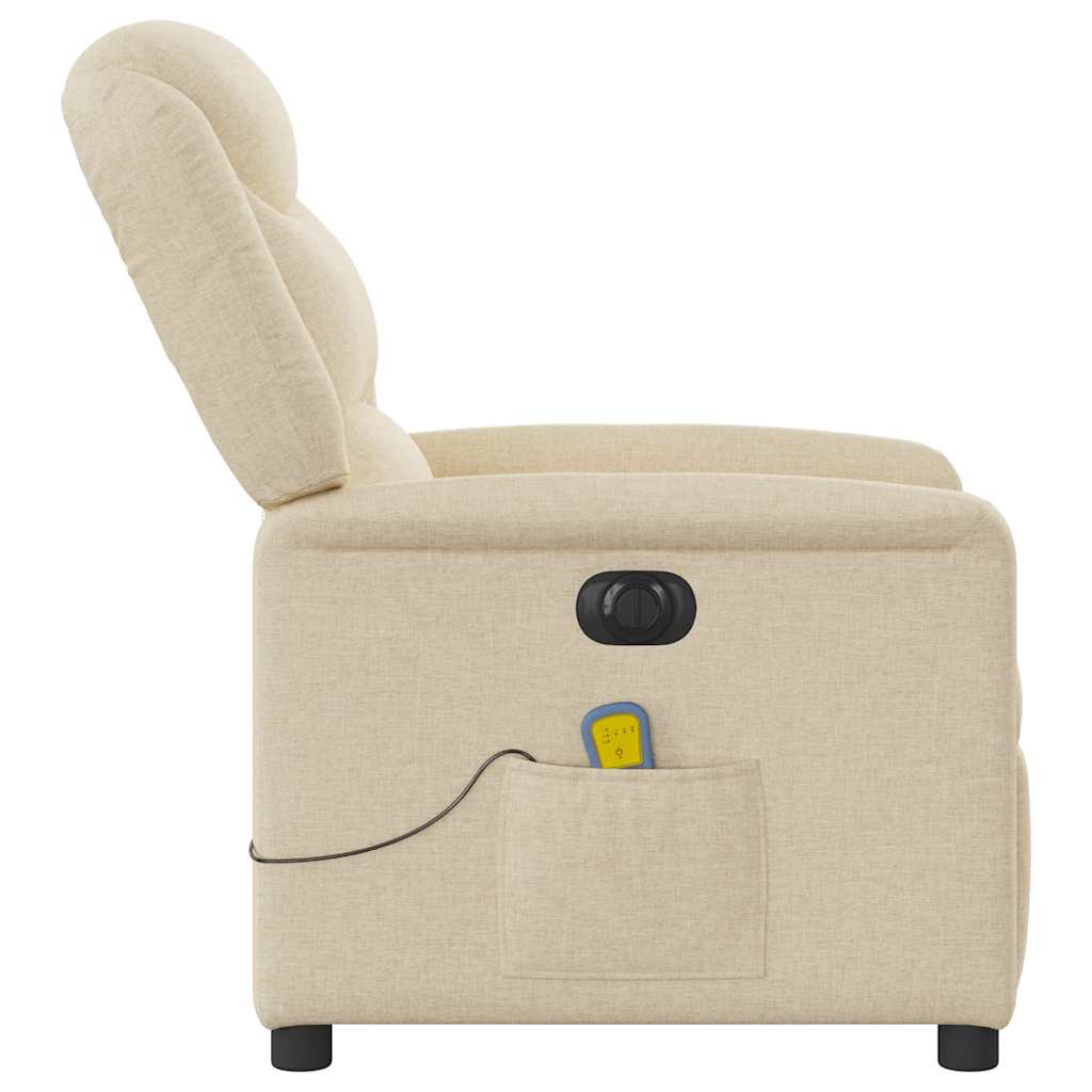 vidaXL Fauteuil de massage électrique Crème Tissu