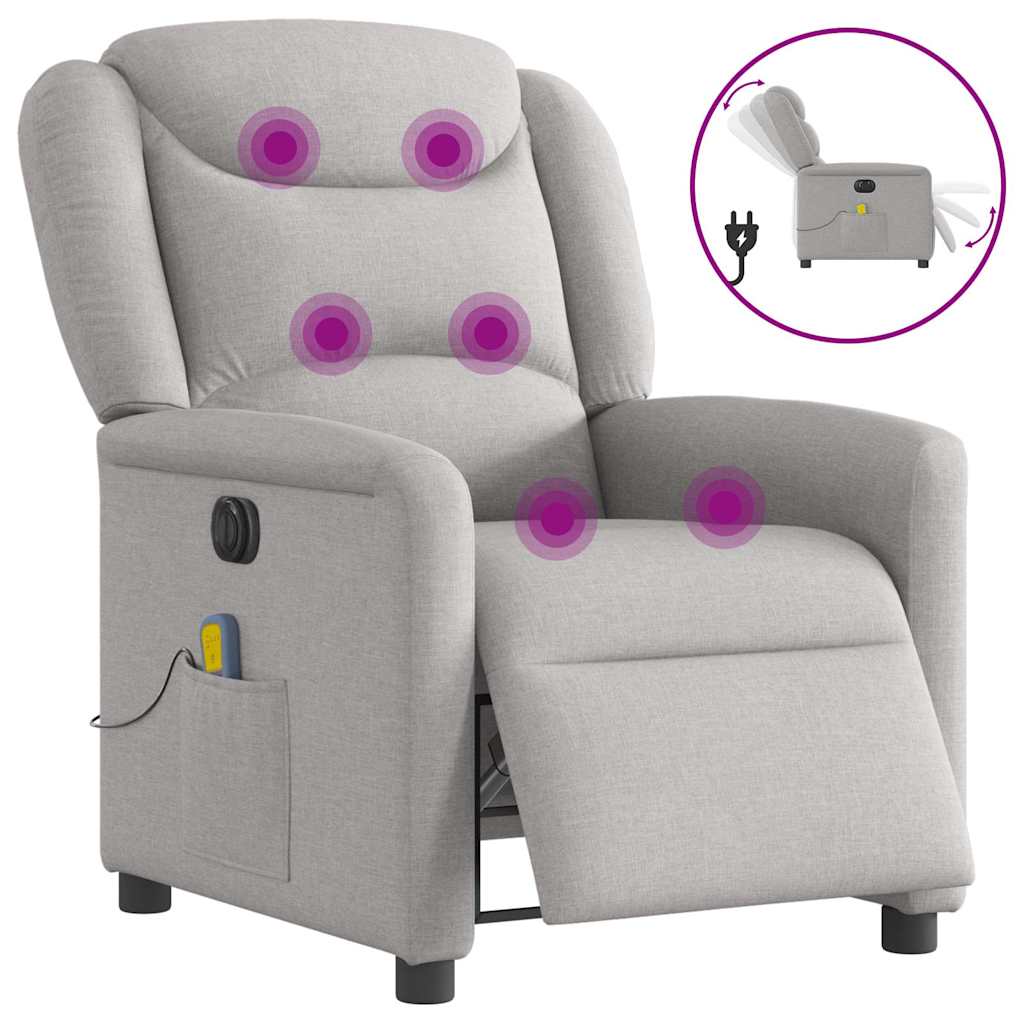 vidaXL Fauteuil de massage électrique Gris nuage en tissu