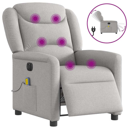 vidaXL Fauteuil de massage électrique Gris nuage en tissu