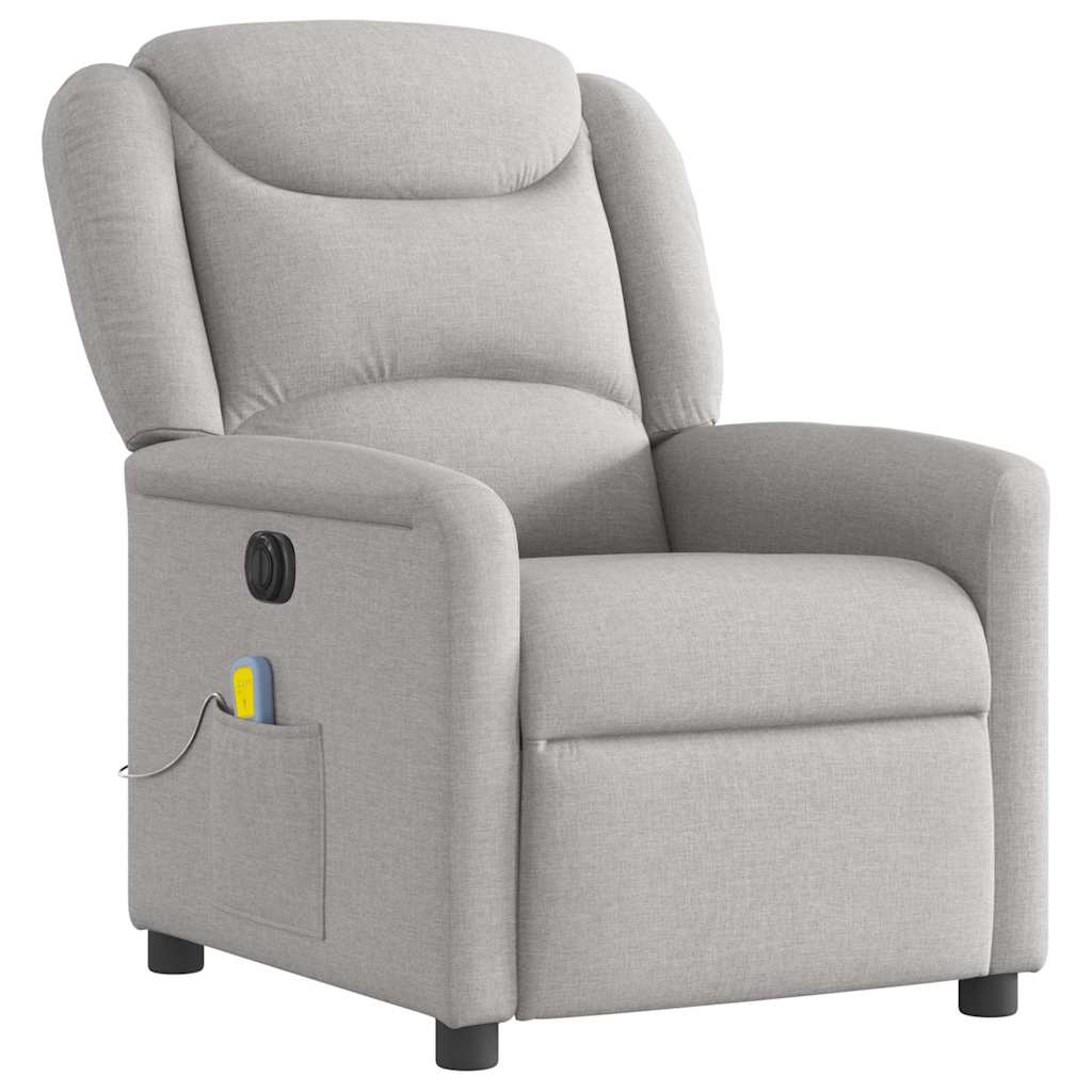 vidaXL Fauteuil de massage électrique Gris nuage en tissu