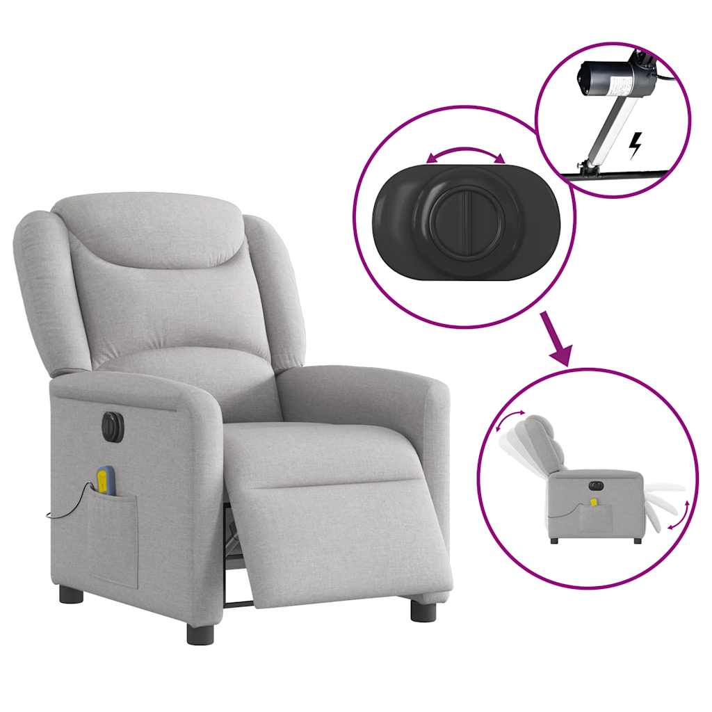 vidaXL Fauteuil de massage électrique Gris nuage en tissu