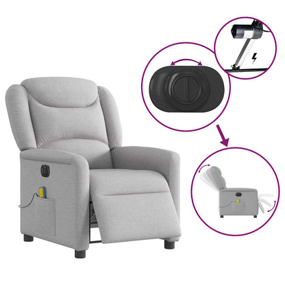 vidaXL Fauteuil de massage électrique Gris nuage en tissu