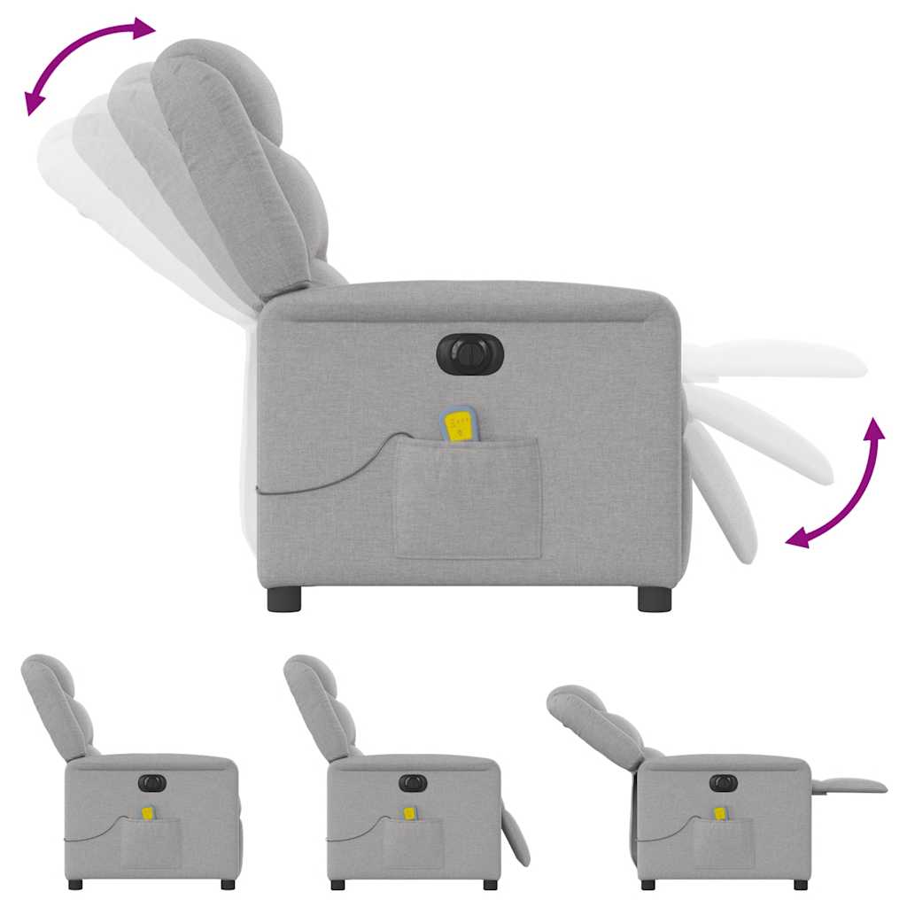 vidaXL Fauteuil de massage électrique Gris nuage en tissu