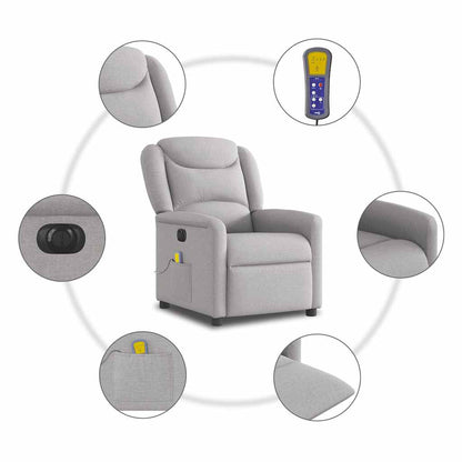 vidaXL Fauteuil de massage électrique Gris nuage en tissu