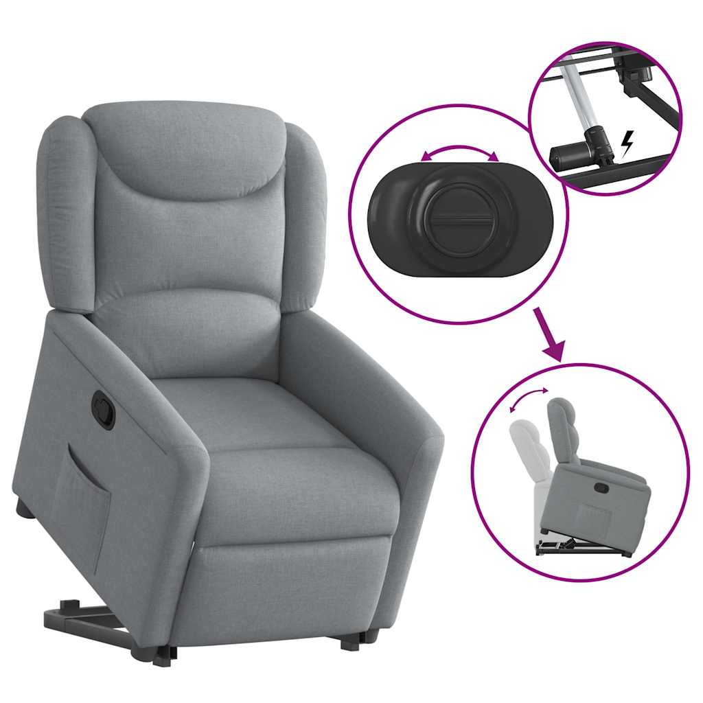 Fauteuil relax électrique avec fonction releveur en tissu gris clair vidaXL