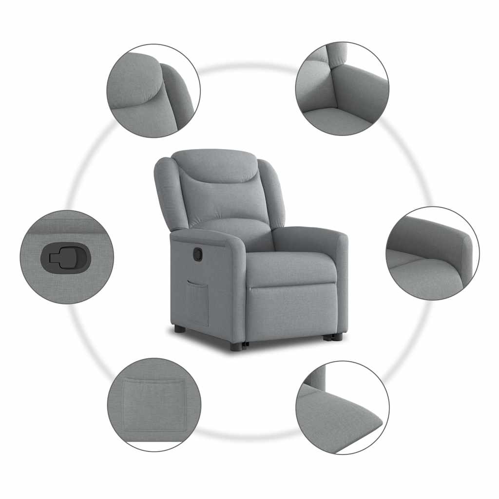 Fauteuil relax électrique avec fonction releveur en tissu gris clair vidaXL