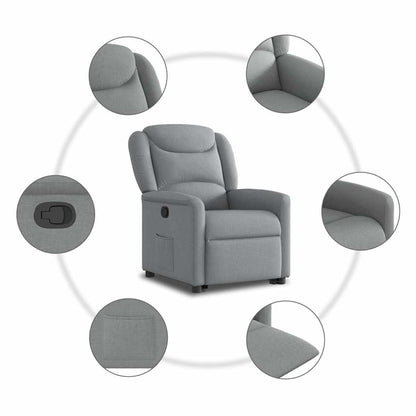Fauteuil relax électrique avec fonction releveur en tissu gris clair vidaXL
