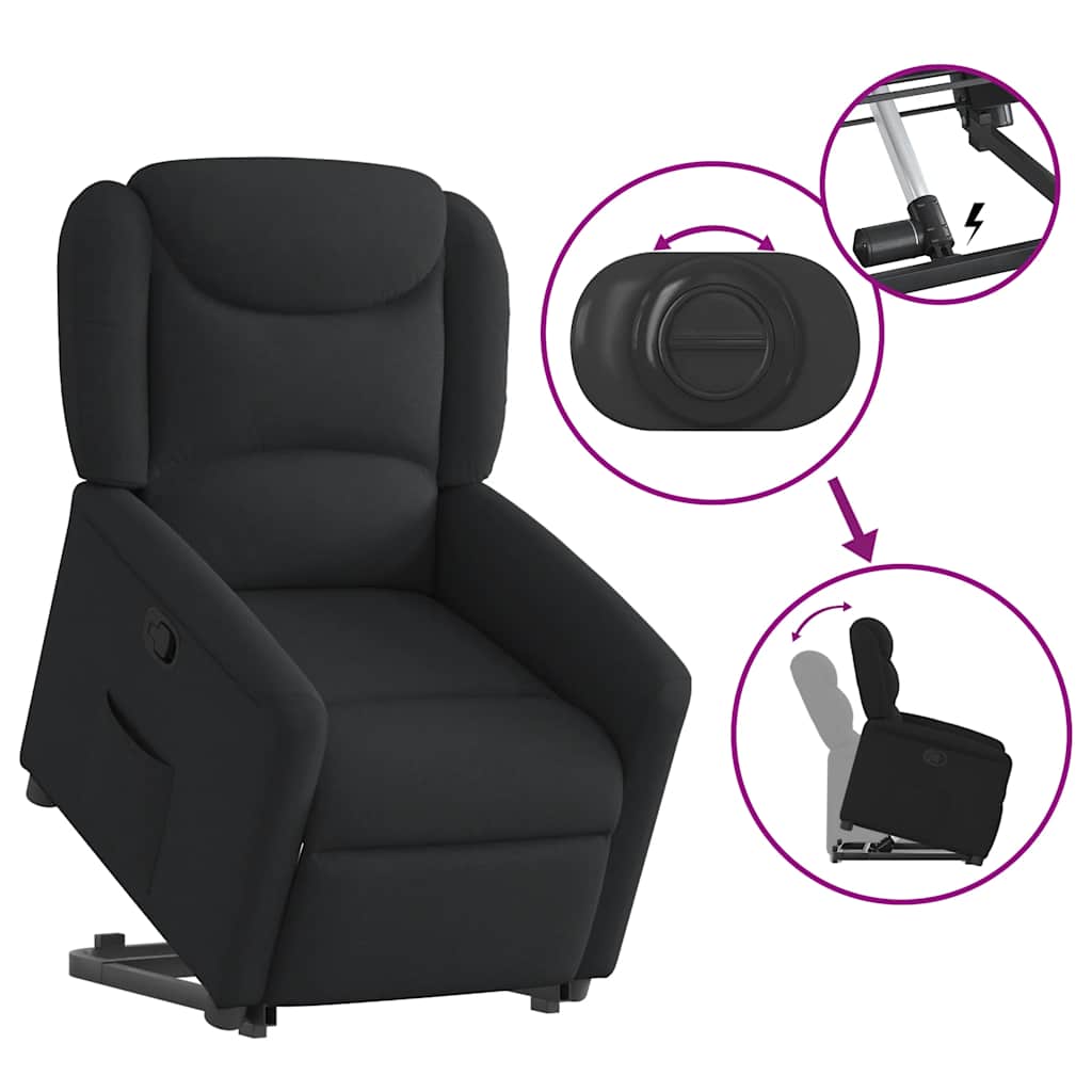 vidaXL Fauteuil releveur inclinable électrique noir en tissu