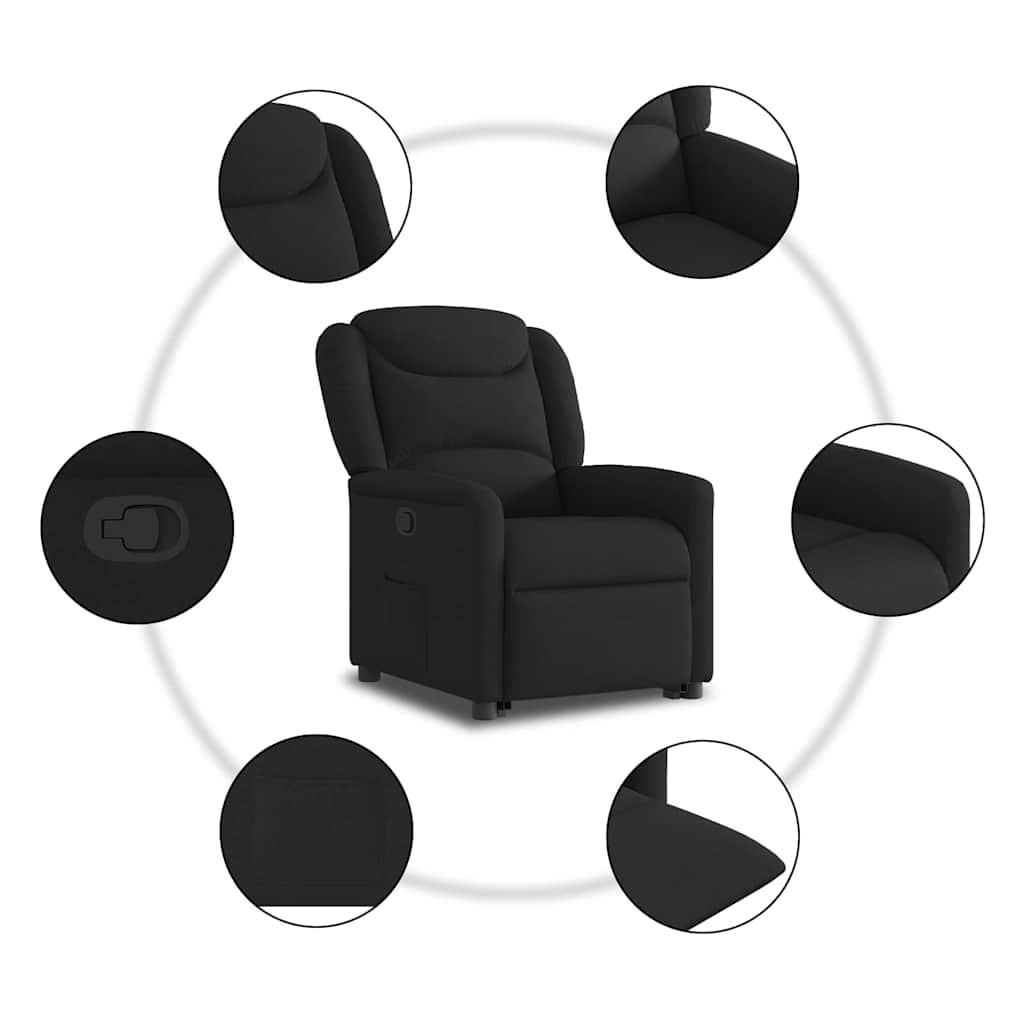 vidaXL Fauteuil releveur inclinable électrique noir en tissu