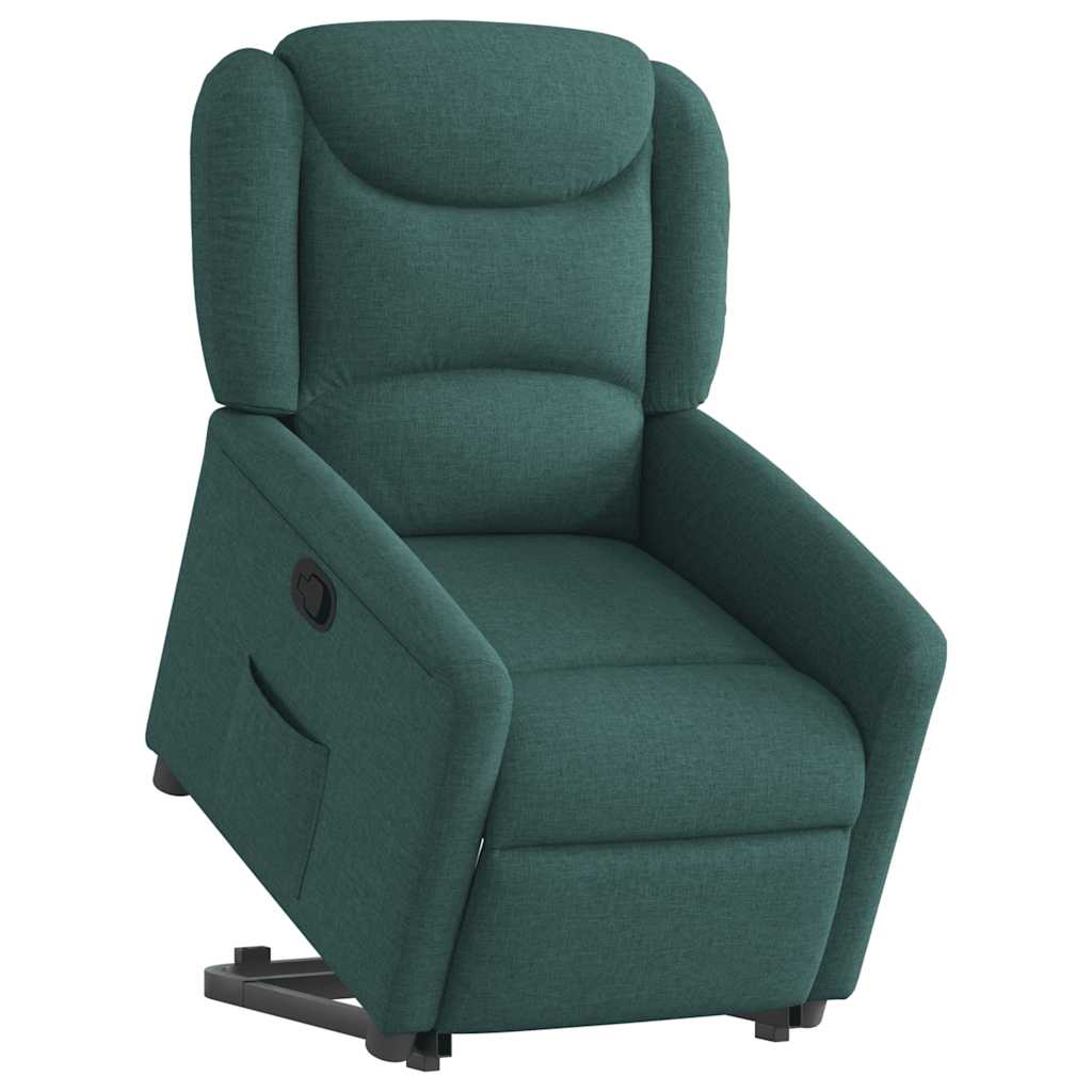 vidaXL Relaxsessel mit Aufstehhilfe Dunkelgrün Stoff