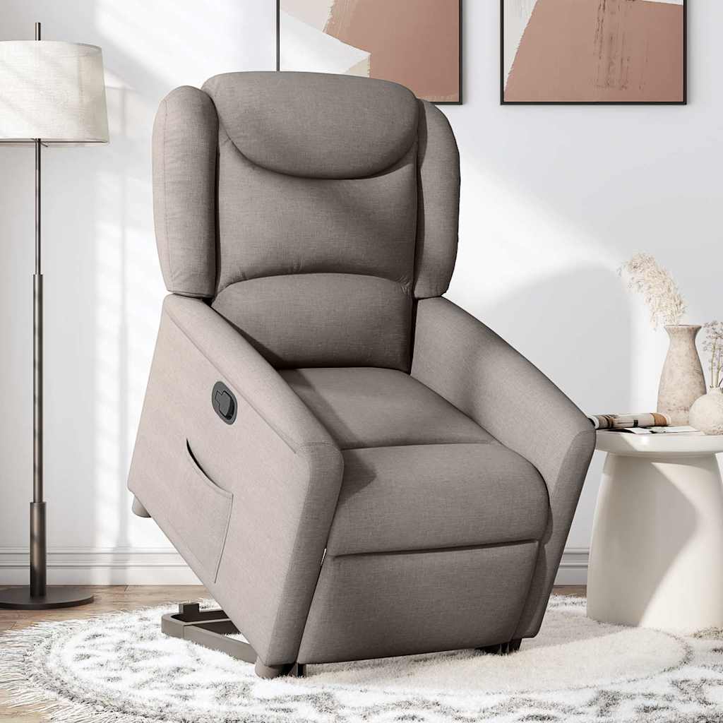vidaXL Relaxsessel mit Aufstehhilfe Taupe Stoff