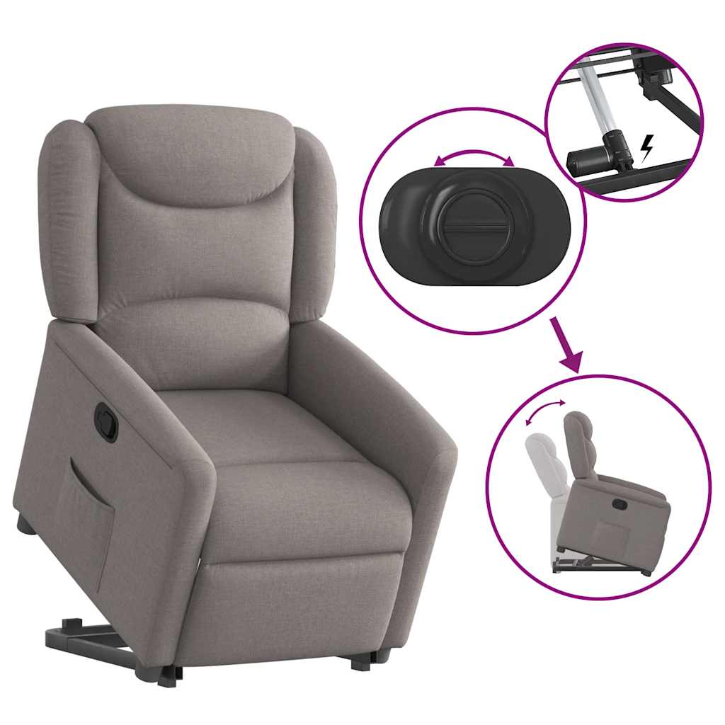 vidaXL Relaxsessel mit Aufstehhilfe Taupe Stoff