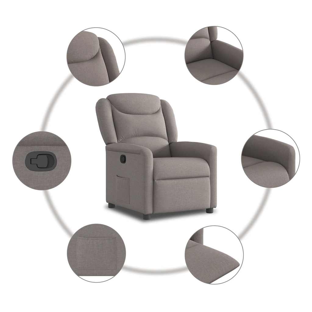 vidaXL Relaxsessel mit Aufstehhilfe Taupe Stoff