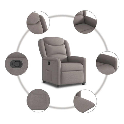 vidaXL Relaxsessel mit Aufstehhilfe Taupe Stoff