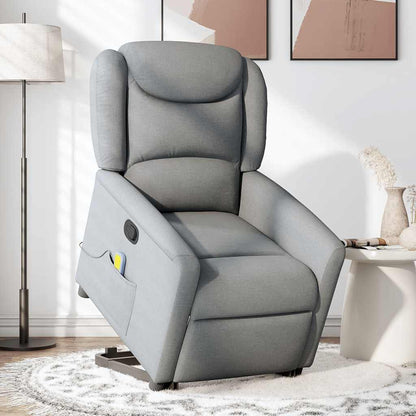 vidaXL Massagesessel mit Aufstehhilfe Hellgrau Stoff
