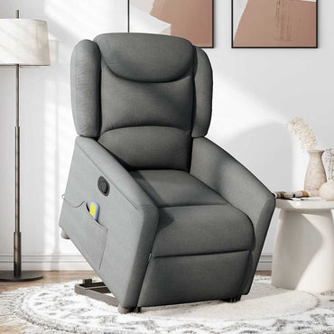 vidaXL Fauteuil de massage releveur gris foncé en tissu
