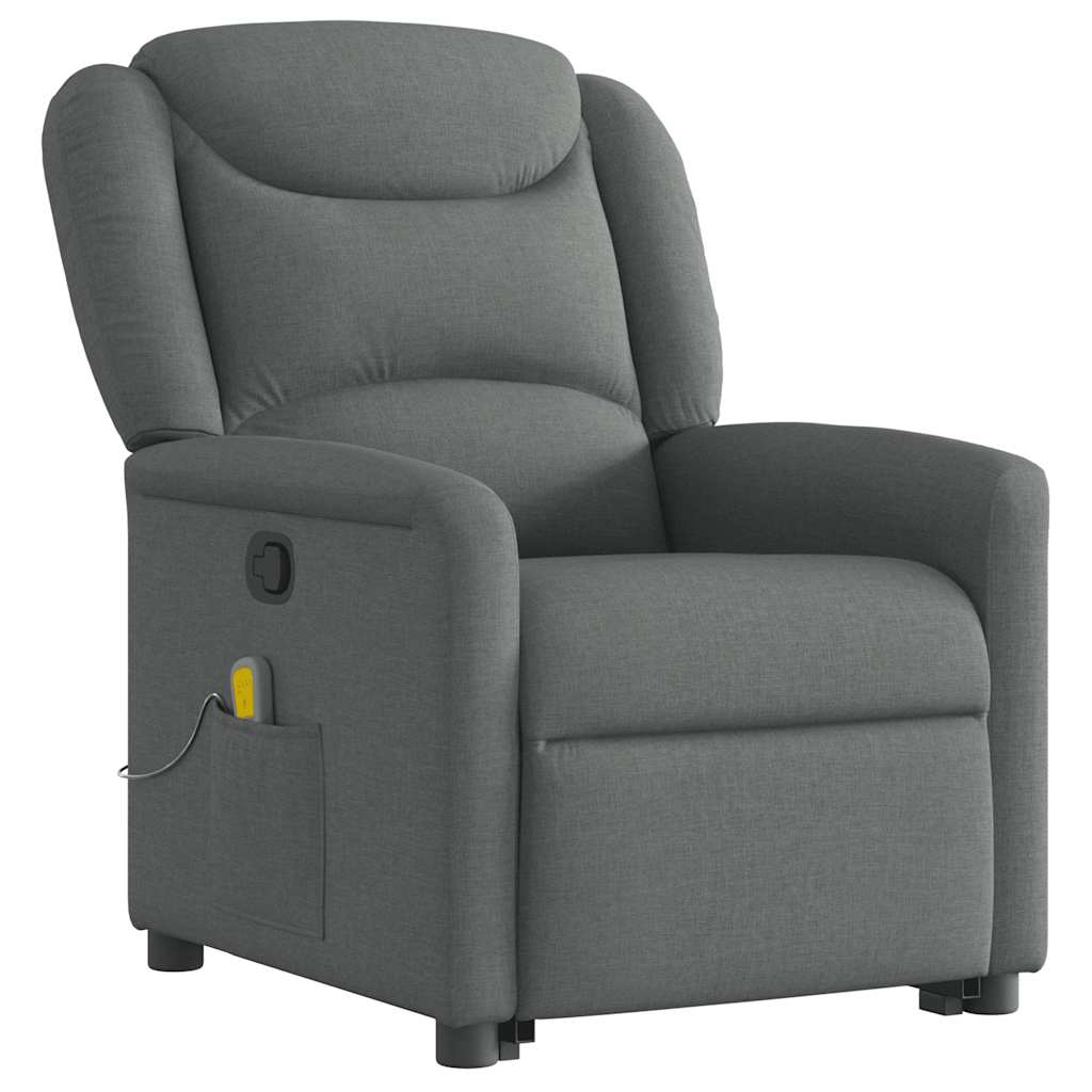 vidaXL Fauteuil de massage releveur gris foncé en tissu