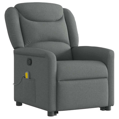vidaXL Fauteuil de massage releveur gris foncé en tissu