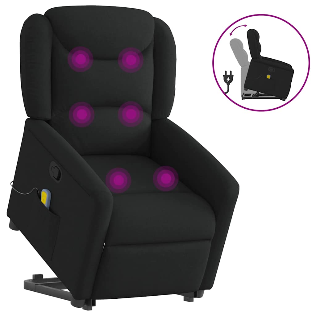 vidaXL Fauteuil de massage inclinable et releveur en tissu noir