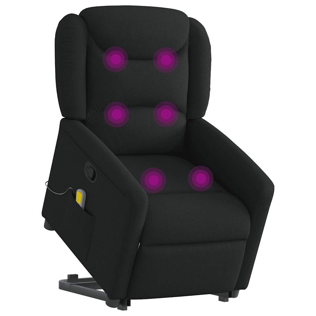 vidaXL Fauteuil de massage inclinable et releveur en tissu noir