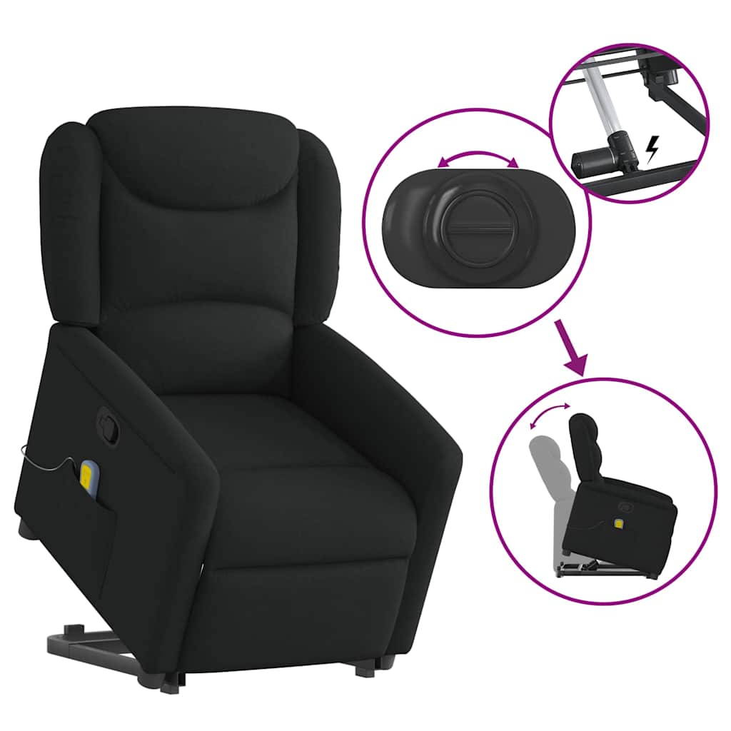 vidaXL Fauteuil de massage inclinable et releveur en tissu noir