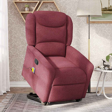vidaXL Fauteuil de massage inclinable avec fonction de levage en tissu bordeaux