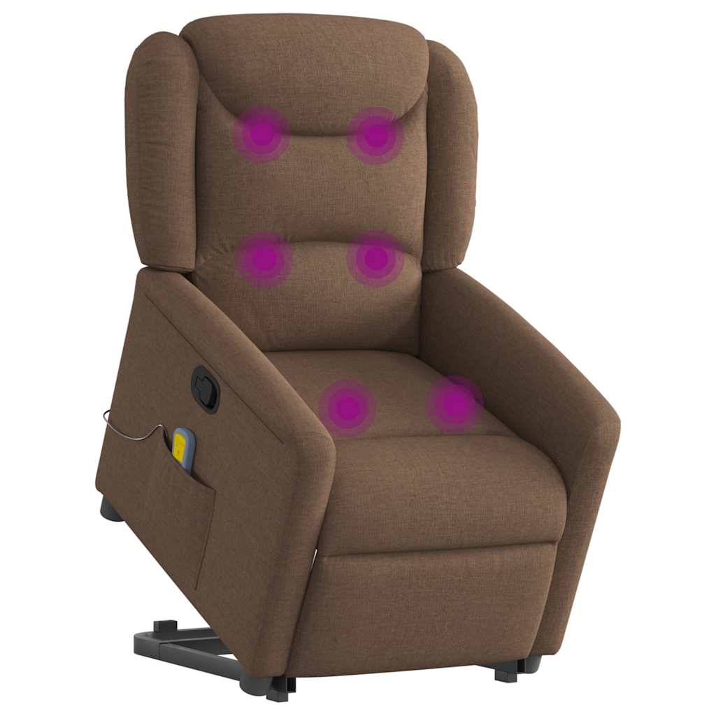 vidaXL Fauteuil de massage releveur tissu marron