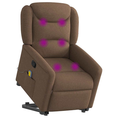 vidaXL Fauteuil de massage releveur tissu marron