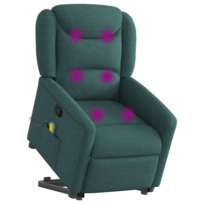 vidaXL Fauteuil de massage releveur Vert foncé Tissu