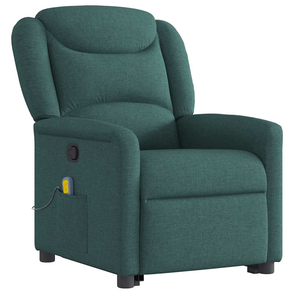 vidaXL Fauteuil de massage releveur Vert foncé Tissu