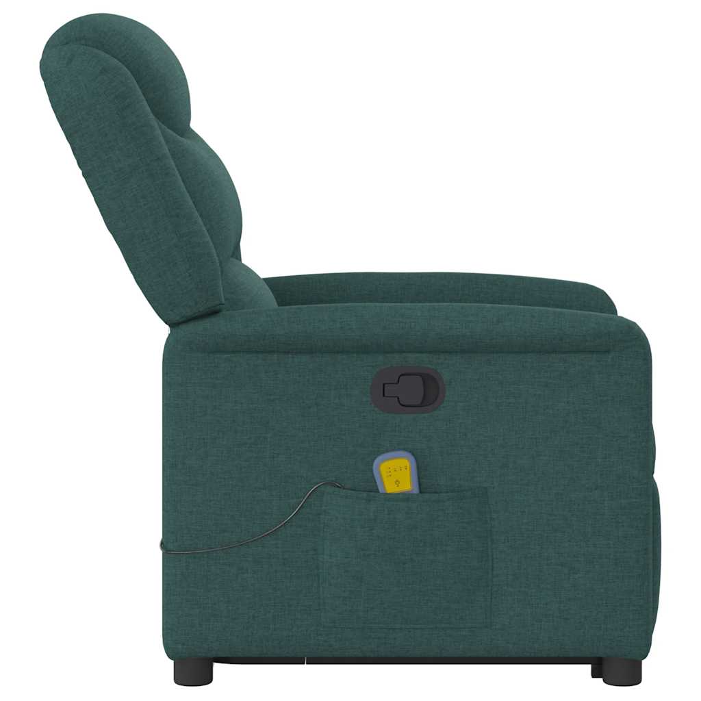 vidaXL Fauteuil de massage releveur Vert foncé Tissu