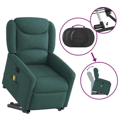 vidaXL Fauteuil de massage releveur Vert foncé Tissu