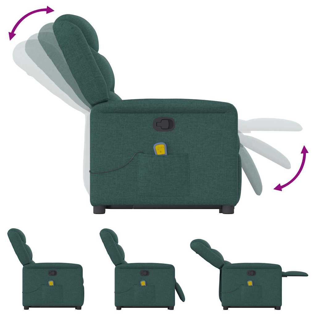 vidaXL Fauteuil de massage releveur Vert foncé Tissu