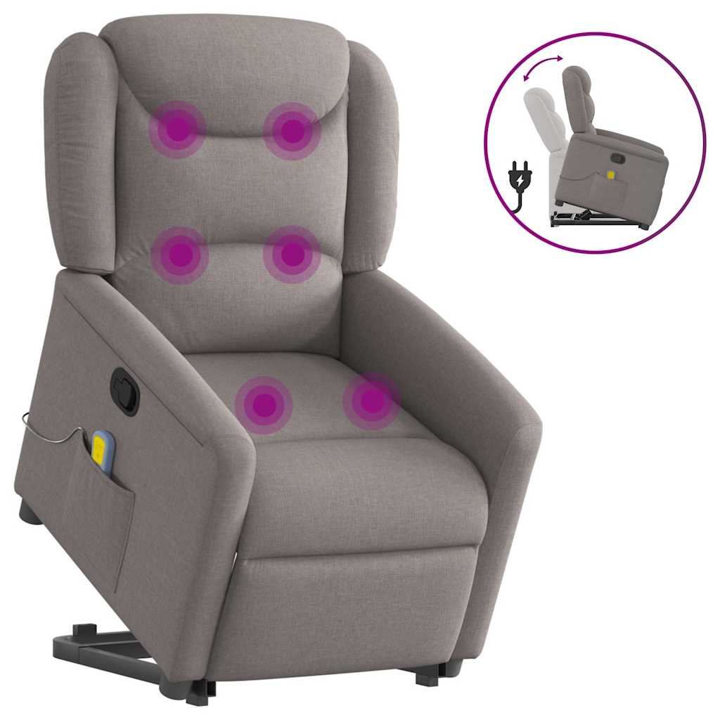 Fauteuil de massage releveur taupe en tissu vidaXL