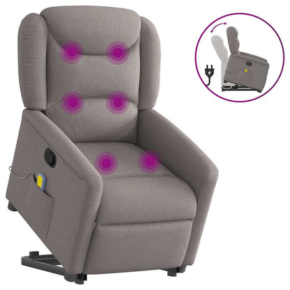 Fauteuil de massage releveur taupe en tissu vidaXL