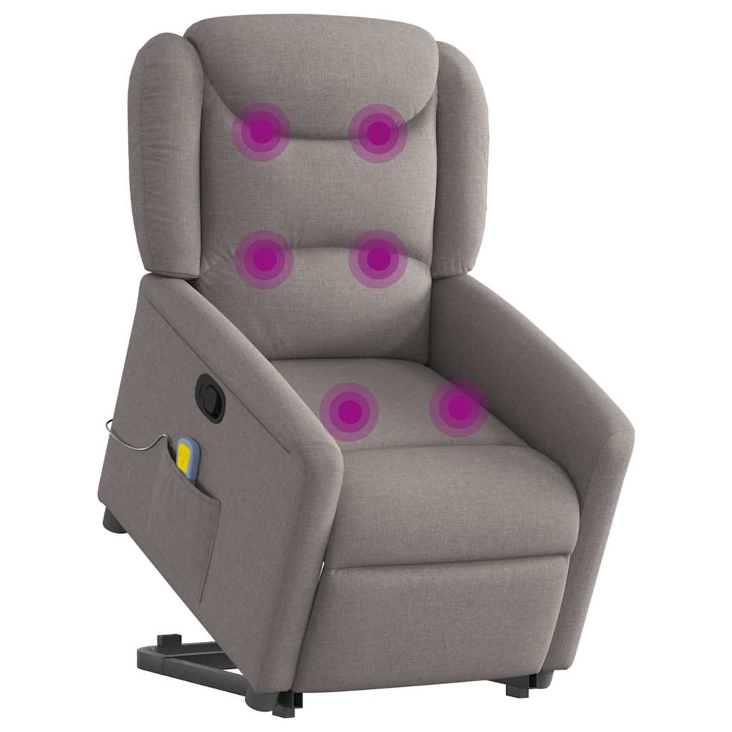 Fauteuil de massage releveur taupe en tissu vidaXL