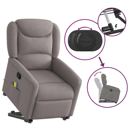 Fauteuil de massage releveur taupe en tissu vidaXL