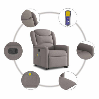 Fauteuil de massage releveur taupe en tissu vidaXL