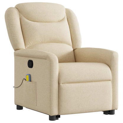 vidaXL Massagesessel mit Aufstehhilfe Creme Stoff