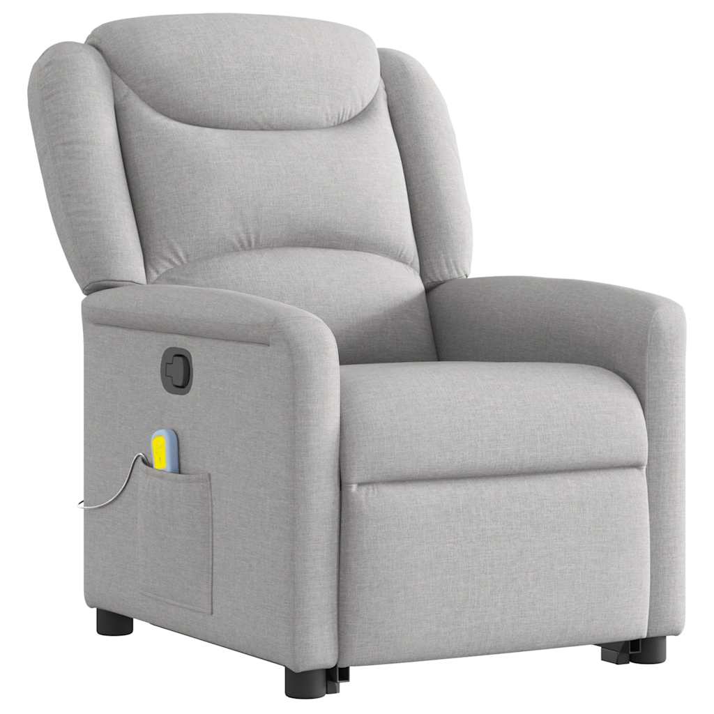 vidaXL Massagesessel mit Aufstehhilfe Wolkengrau Stoff