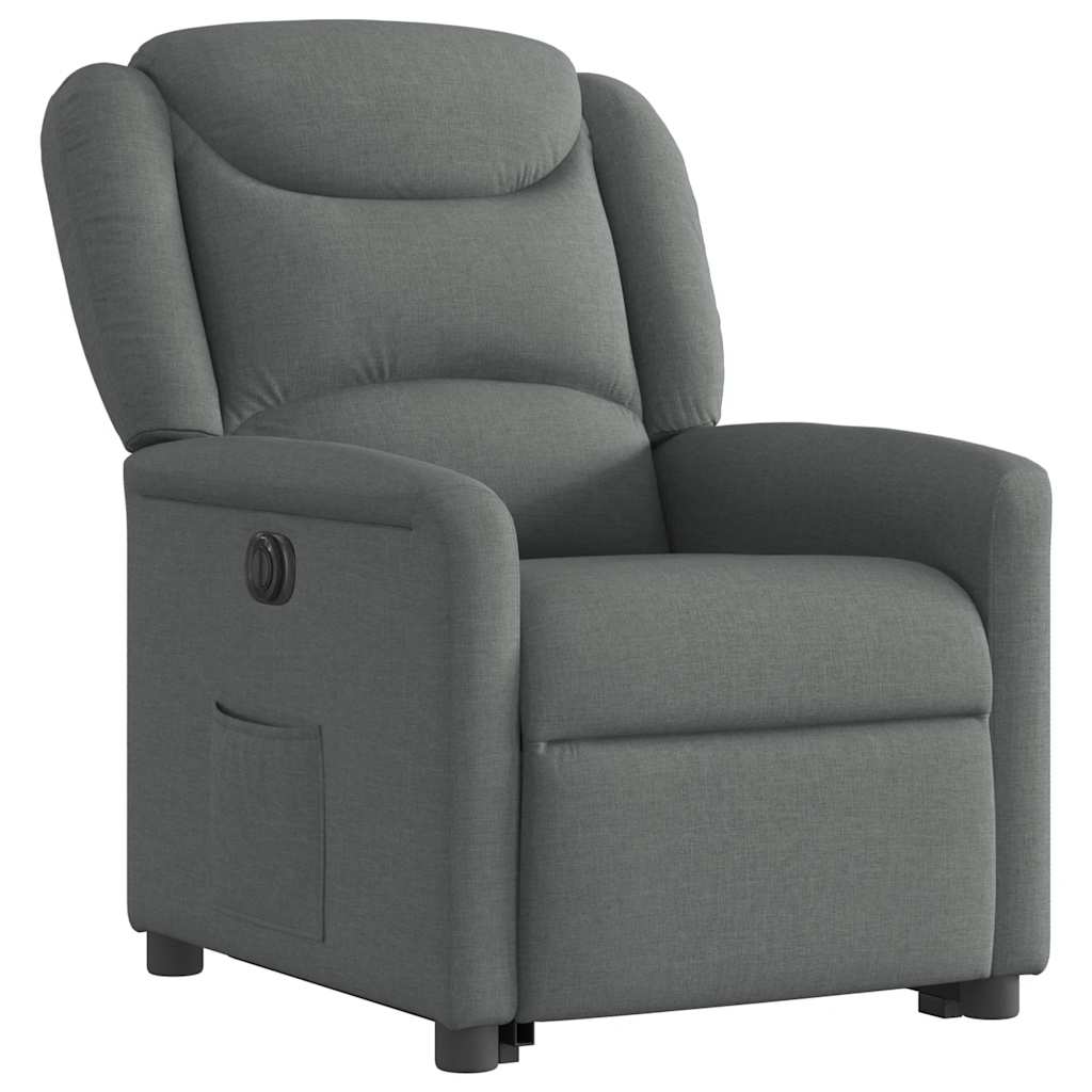 vidaXL Relaxsessel mit Aufstehhilfe Elektrisch Dunkelgrau Stoff