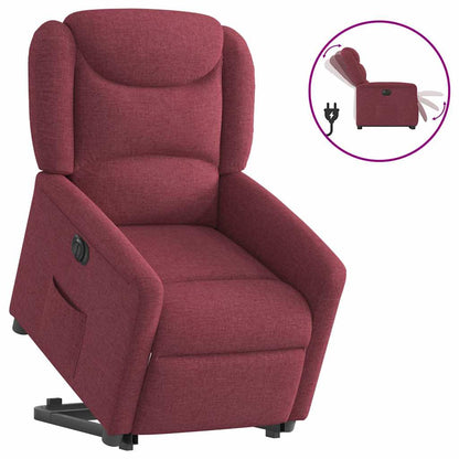 vidaXL Fauteuil releveur électrique rouge bordeaux en tissu