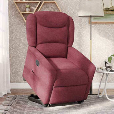 vidaXL Fauteuil releveur électrique rouge bordeaux en tissu
