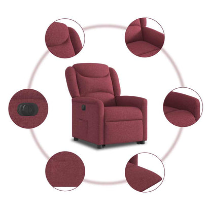 vidaXL Fauteuil releveur électrique rouge bordeaux en tissu