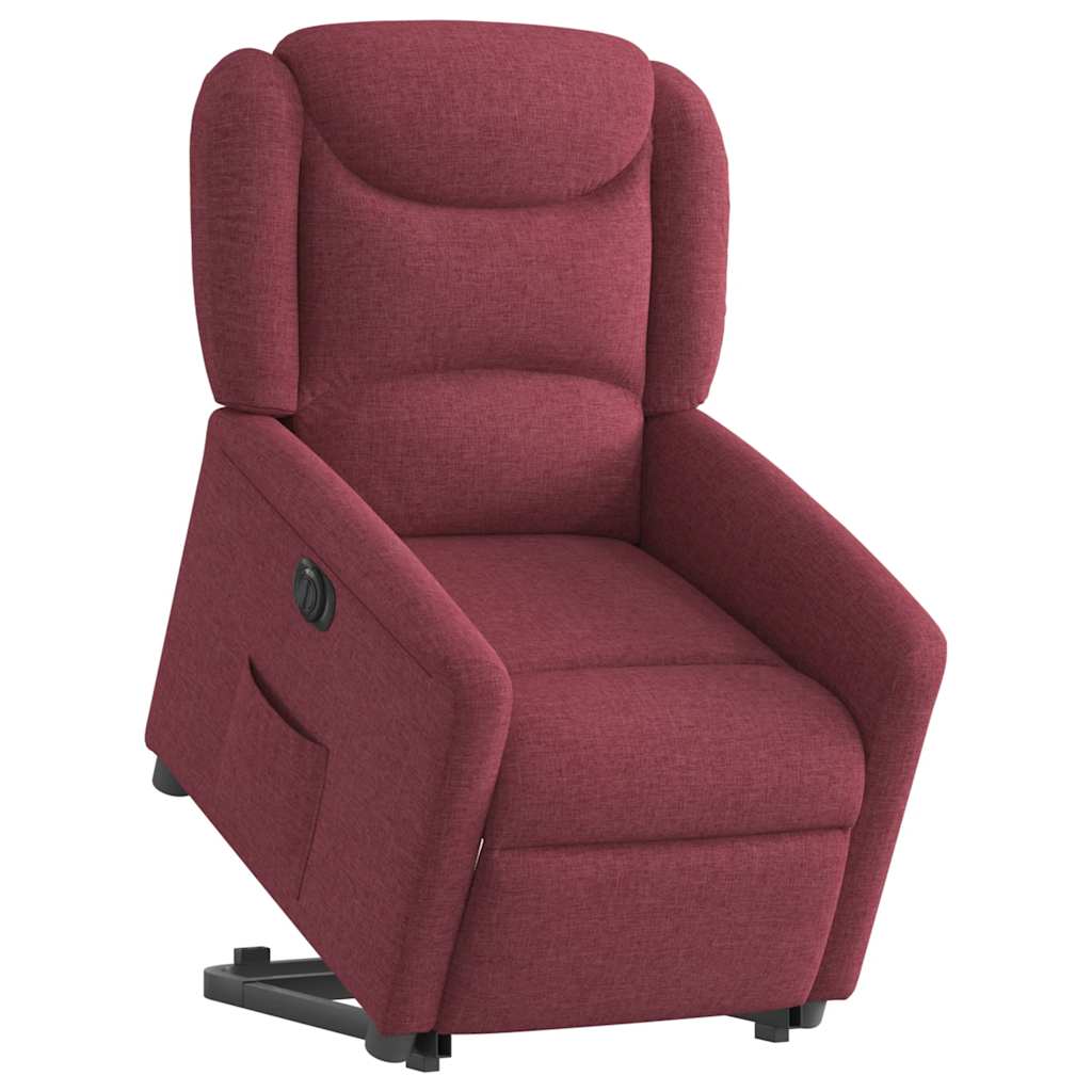 vidaXL Fauteuil releveur électrique rouge bordeaux en tissu